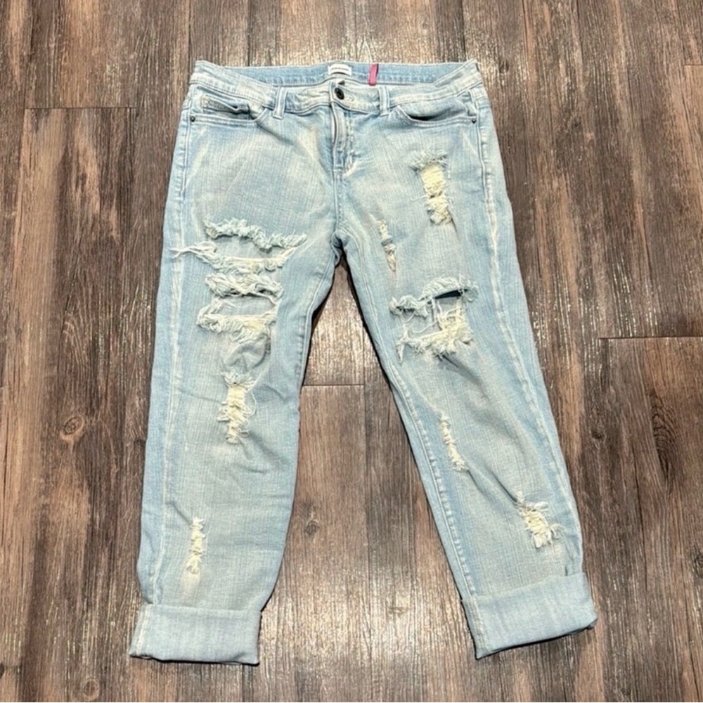 PacSun Boyfriend Jeans Size 7 Light Wash Distressed Cuffed Denim NWOT